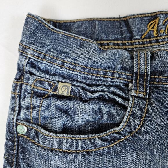 A Prodigee Distressed Y2K Jean Faux Leather Pocket Flap Southpole Blue Men 36x29 - Picture 9 of 14